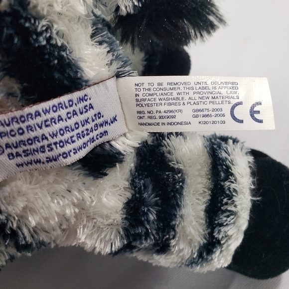 Aurora Zebra Mini Flopsie Plush Stuffed Toy 7 Inch Black White Silky - Picture 7 of 9